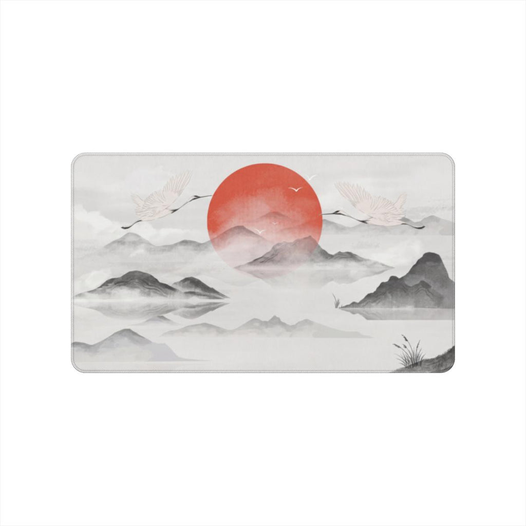Crane Song — Japanese Ink-Wash Crane Desk Mat