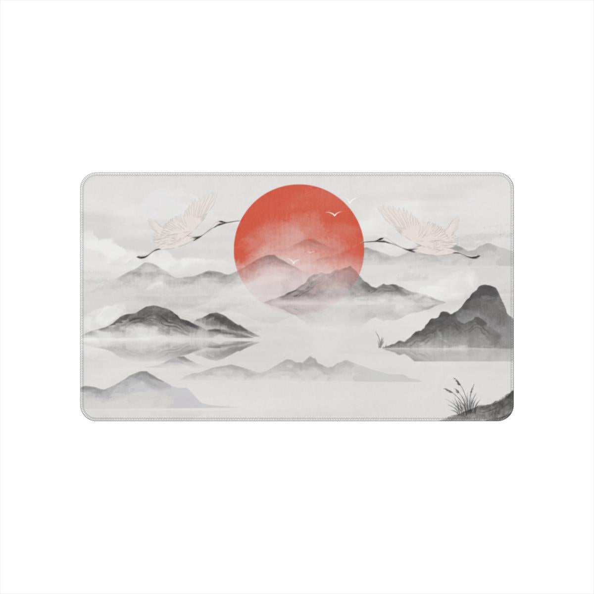 Crane Song — Japanese Ink-Wash Crane Desk Mat