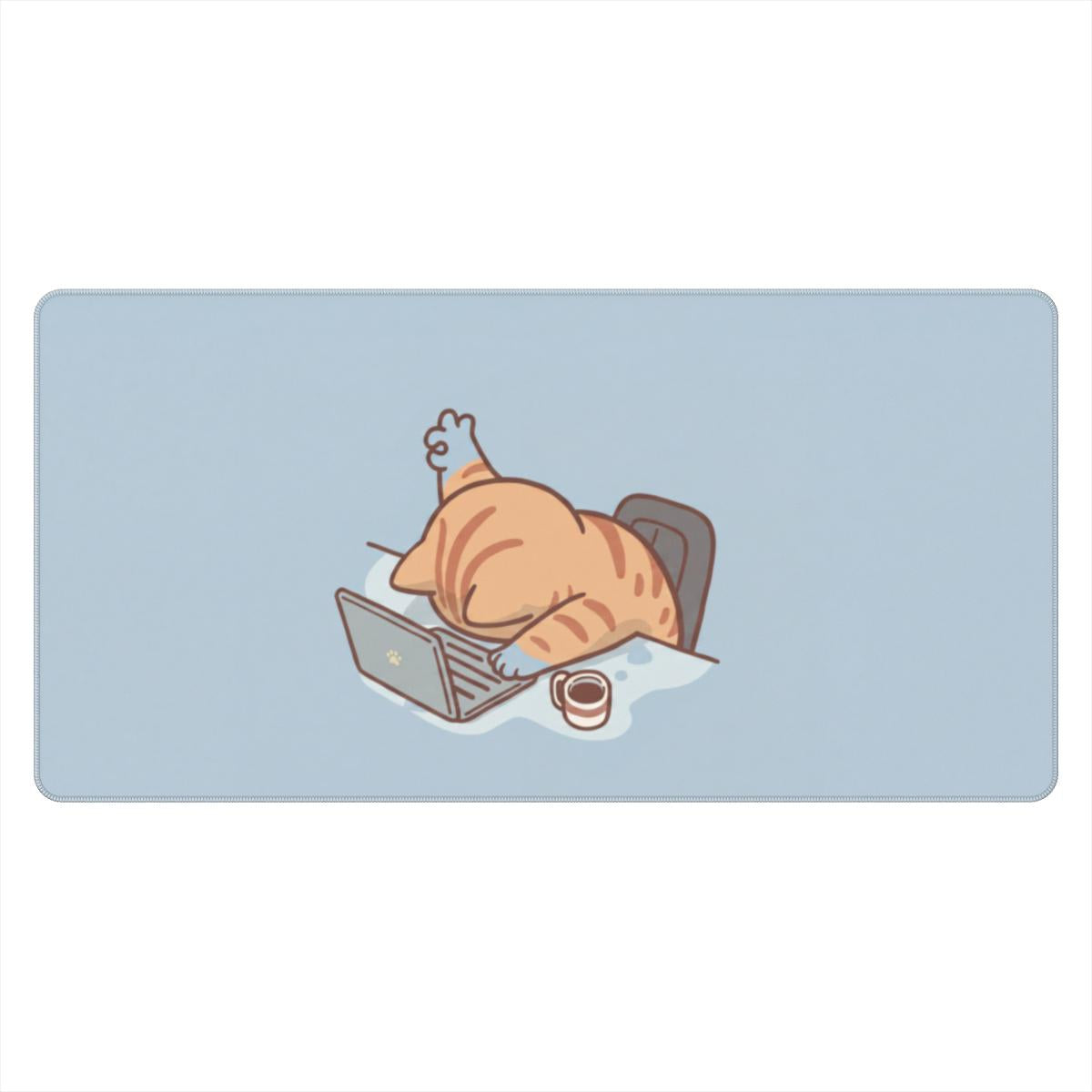 Out of Office — Funny Tired Cat Desk Mat