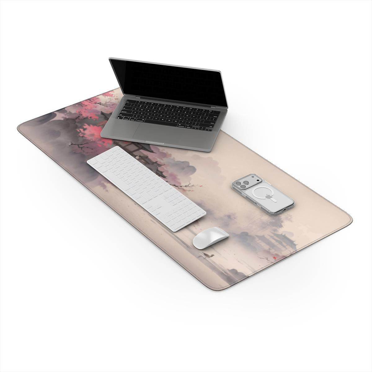 Still Waters — Japanese Ink-Wash Cherry Blossom Desk Mat