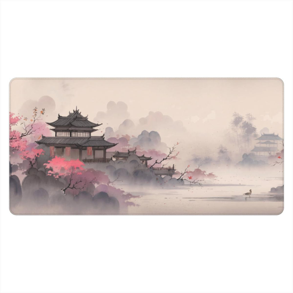 Still Waters — Japanese Ink-Wash Cherry Blossom Desk Mat