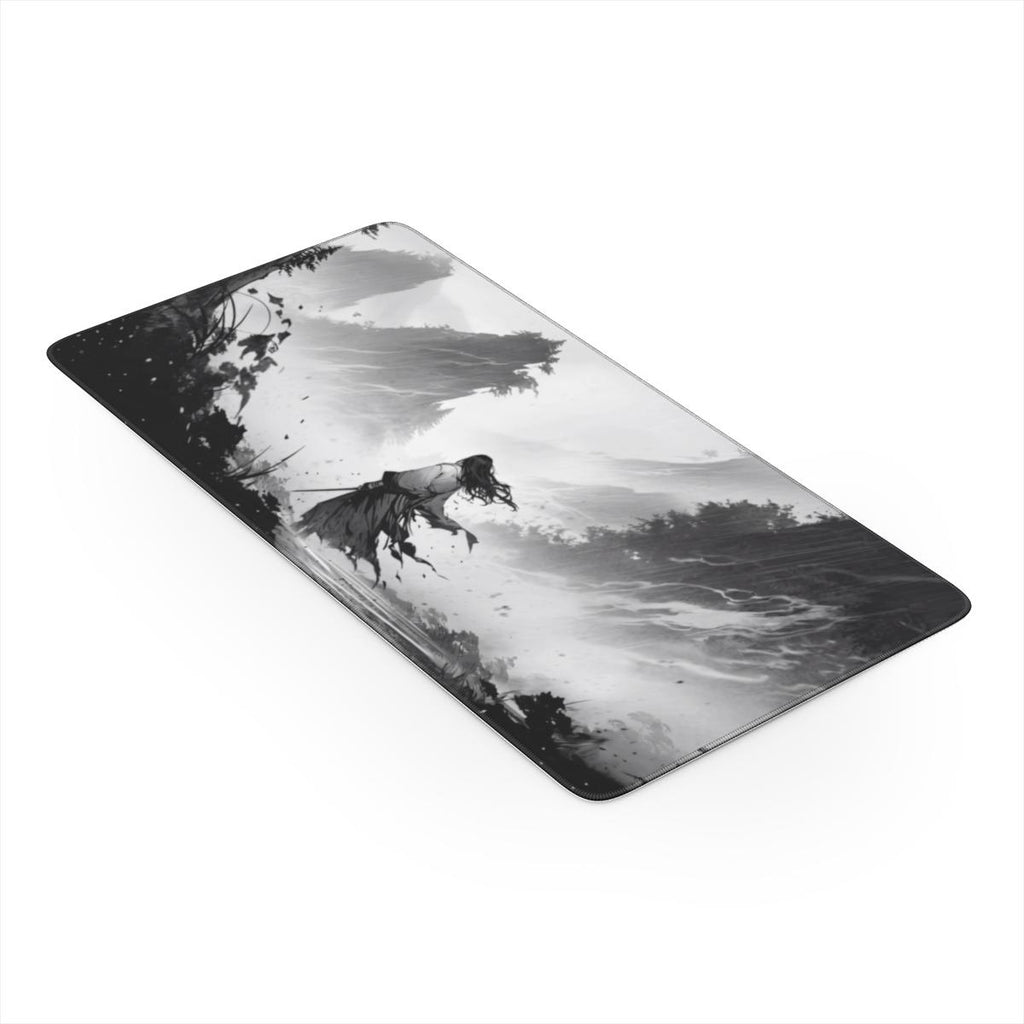 Against the Wind — Black & White Samurai Desk Mat