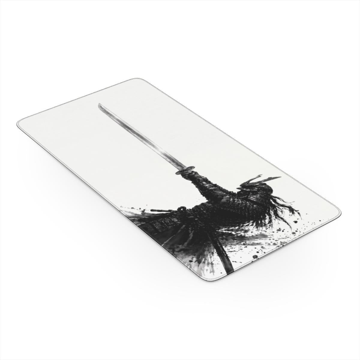 Ink & Steel — Black & White Samurai Desk Mat