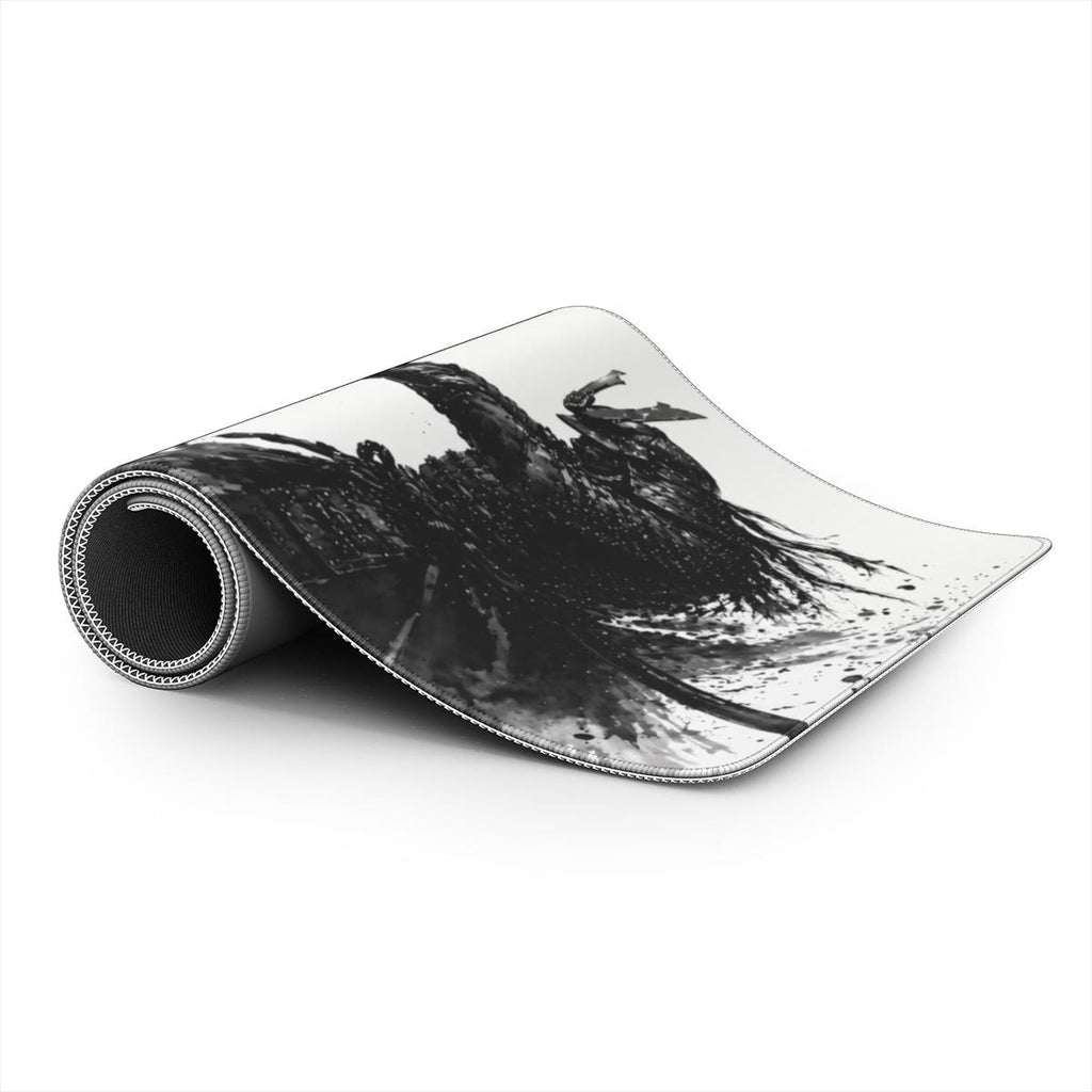 Ink & Steel — Black & White Samurai Desk Mat