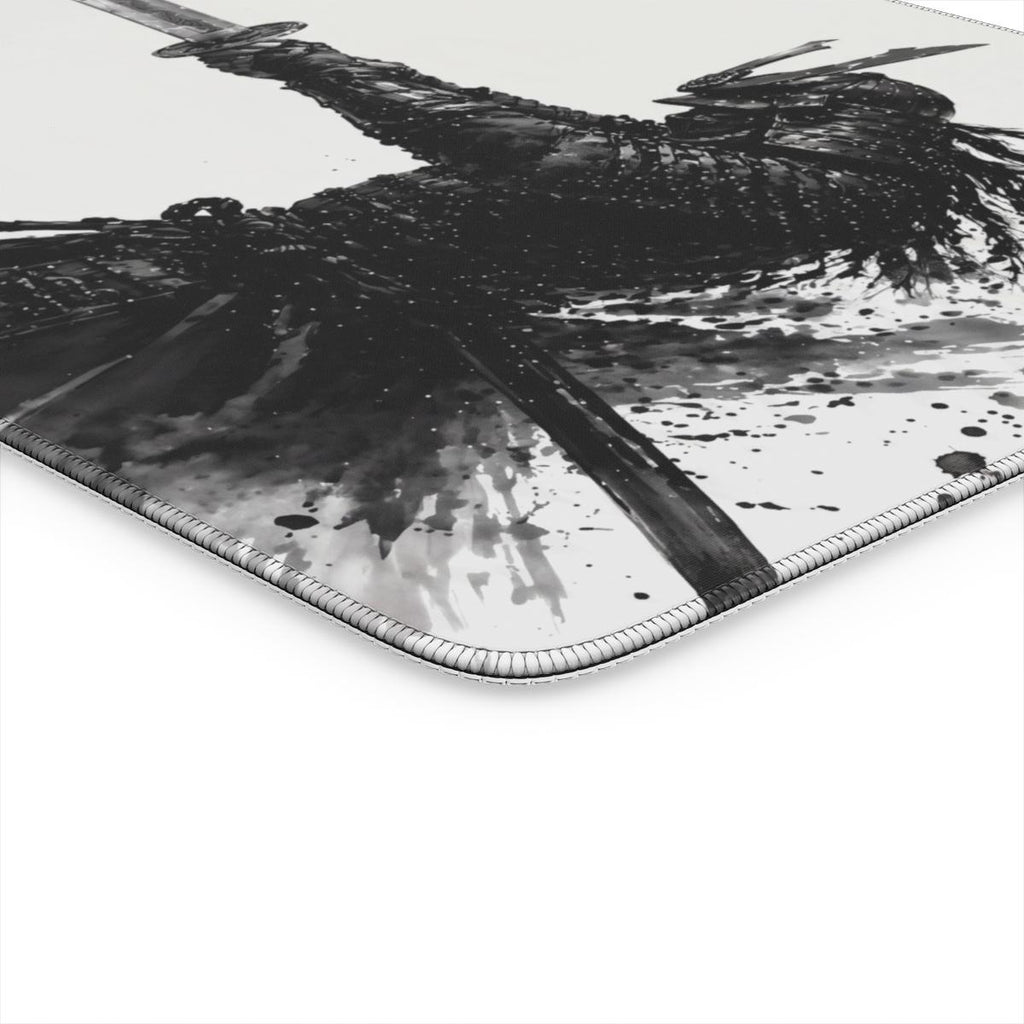 Ink & Steel — Black & White Samurai Desk Mat