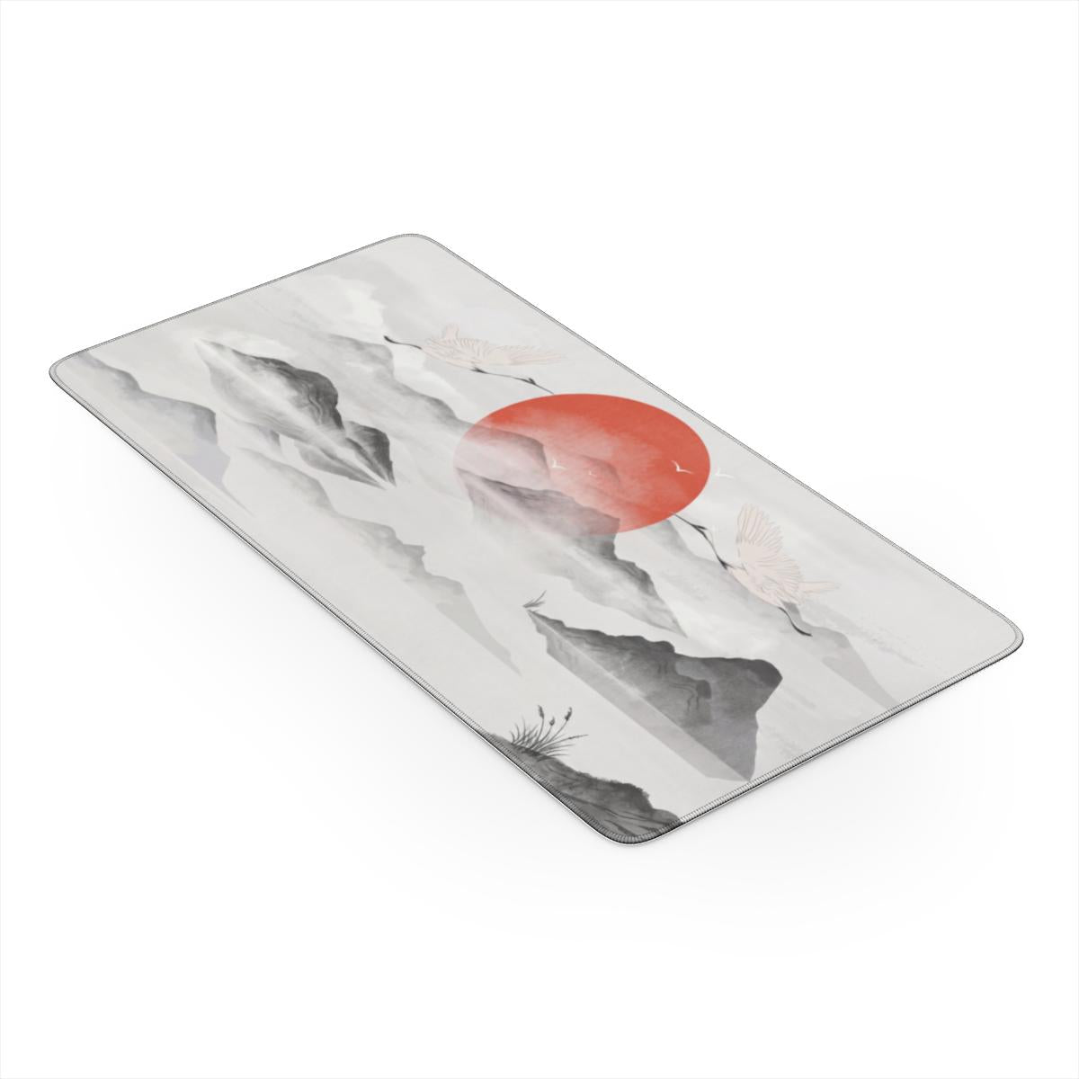 Crane Song — Japanese Ink-Wash Crane Desk Mat