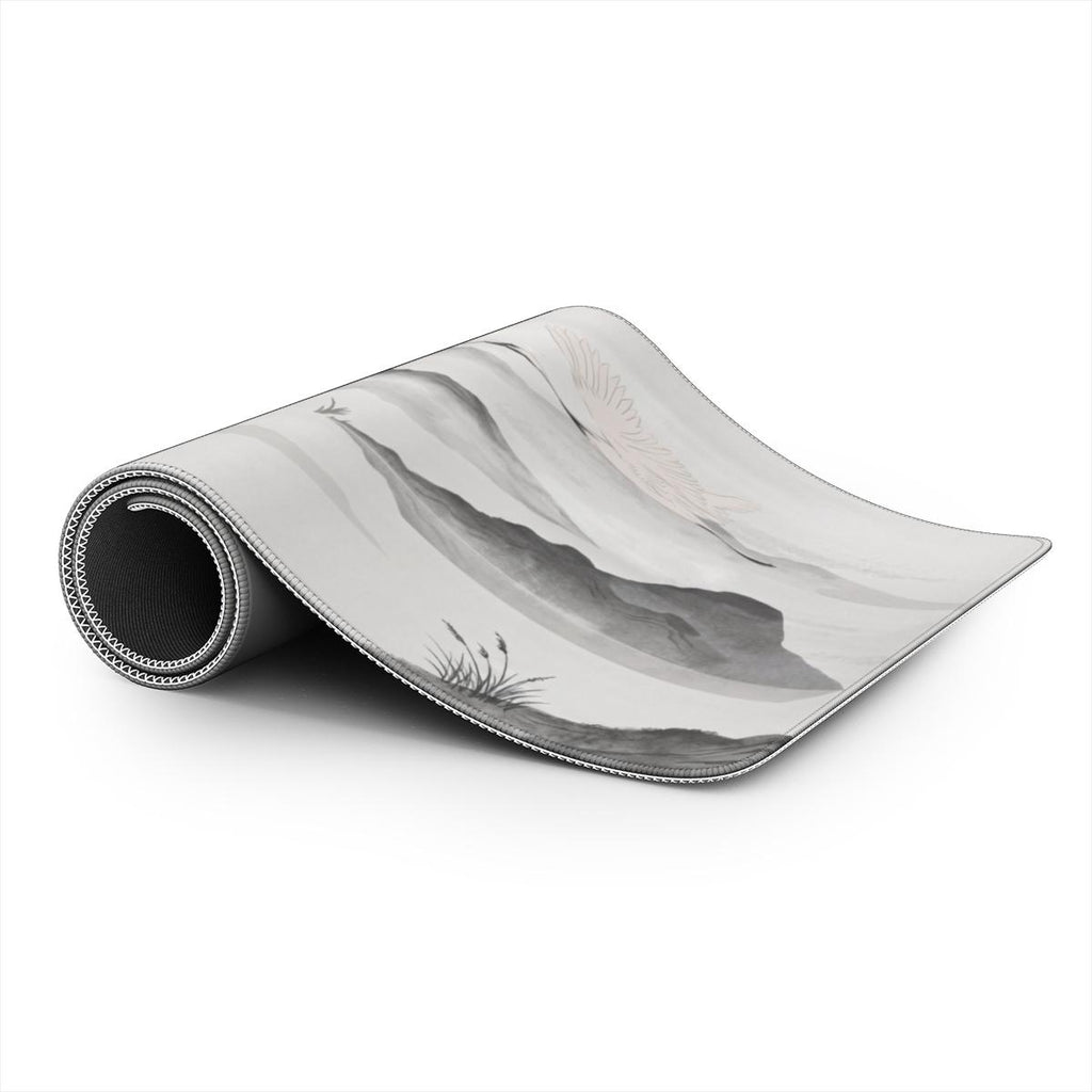 Crane Song — Japanese Ink-Wash Crane Desk Mat