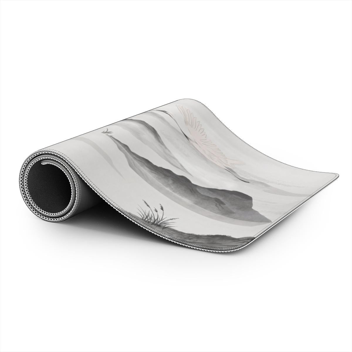 Crane Song — Japanese Ink-Wash Crane Desk Mat