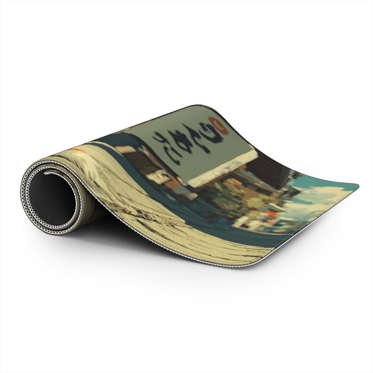 Slow Afternoon — Cute Cat Japanese Street Desk Mat