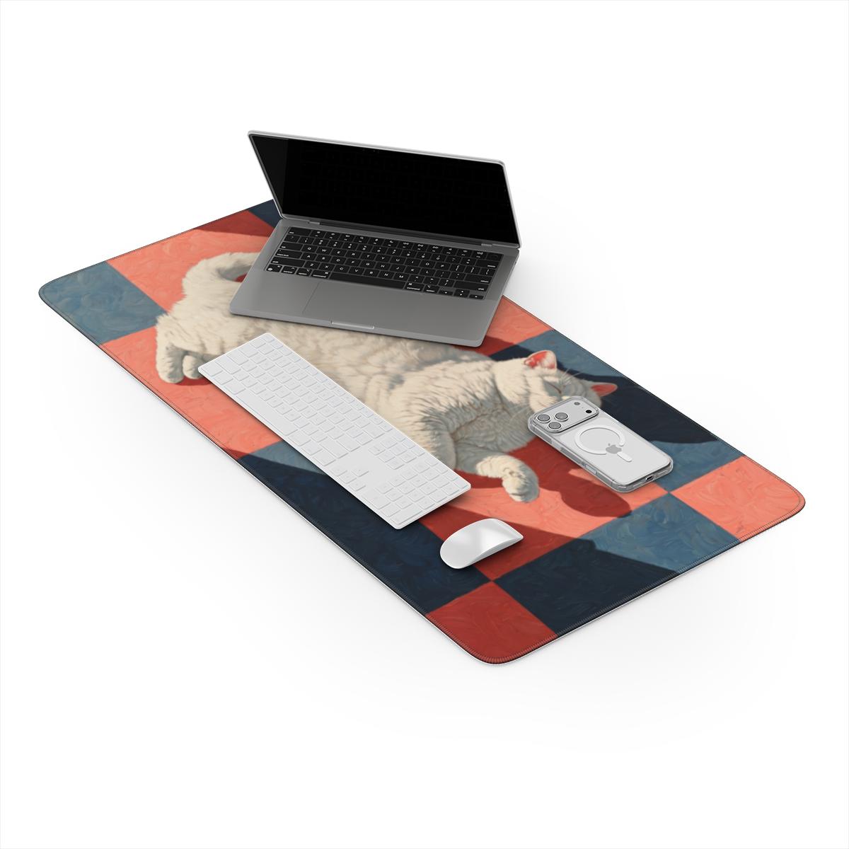 Sunday — Cozy Cat Oil Painting Desk Mat