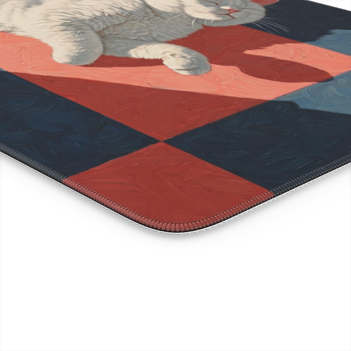 Sunday — Cozy Cat Oil Painting Desk Mat