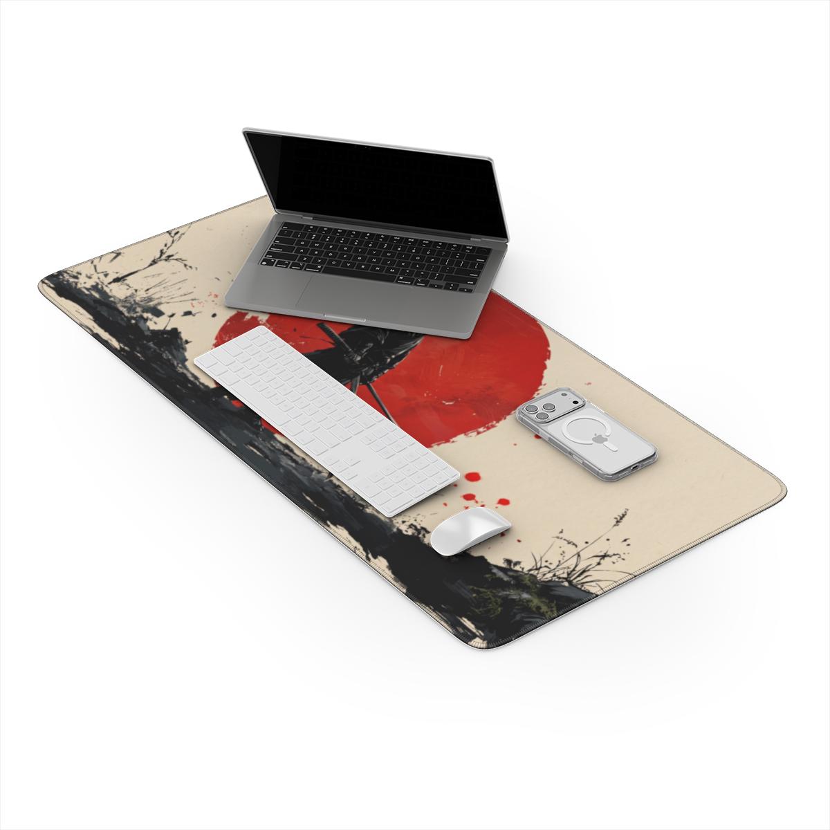 Samurai Red Sun Desk Mat | Ink Art | Sumi Studio