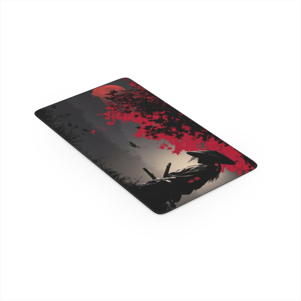Samurai Blood Moon Desk Mat | Japanese Ink Art | Sumi Studio