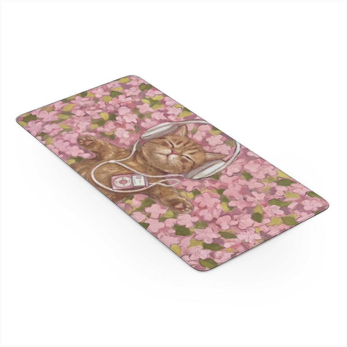 Tuned Out — Cute Cat Headphones Desk Mat
