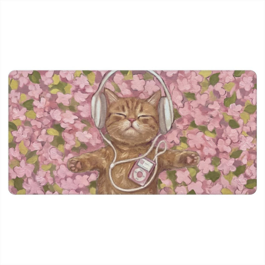 Tuned Out — Cute Cat Headphones Desk Mat