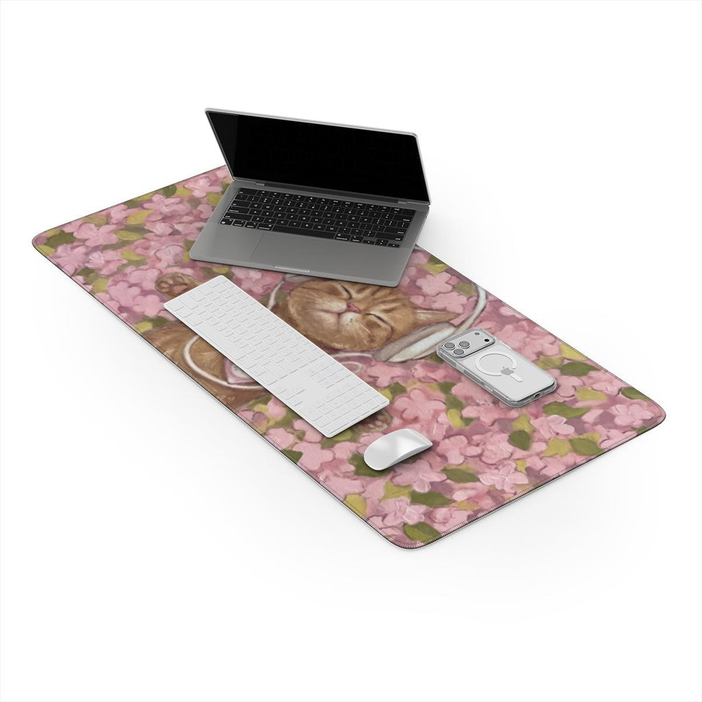 Tuned Out — Cute Cat Headphones Desk Mat