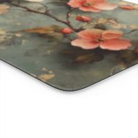 Vintage Floral Oil Painting Desk Mat | Coral Blooms | Sumi Studio