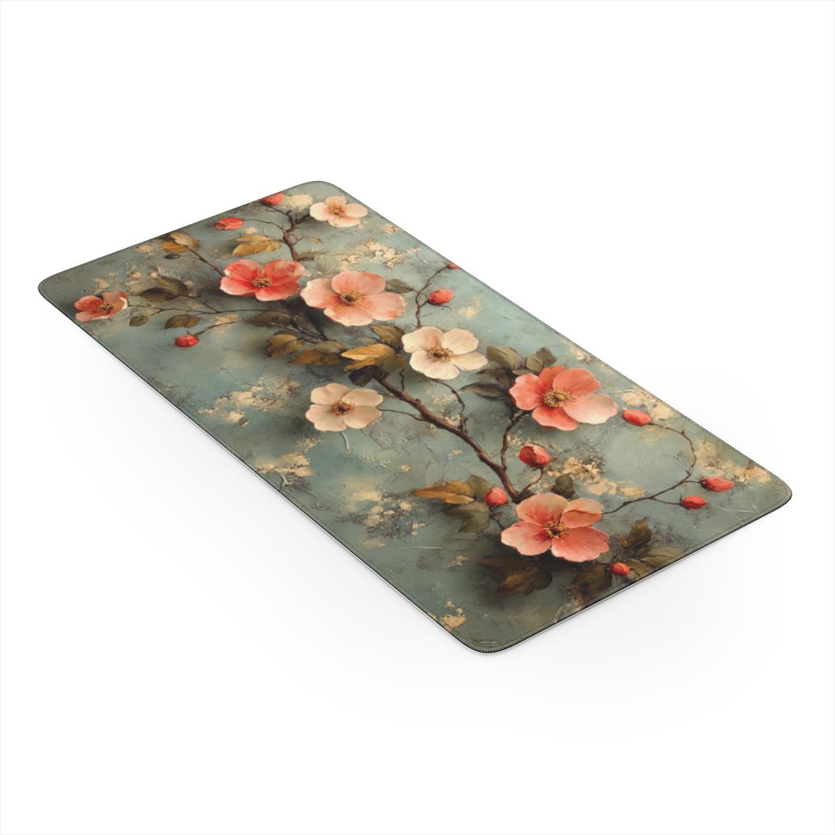 Vintage Floral Oil Painting Desk Mat | Coral Blooms | Sumi Studio