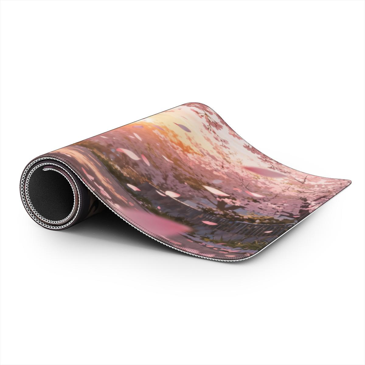 Cherry Blossom Cat Anime Desk Mat | Cozy Art | Sumi Studio