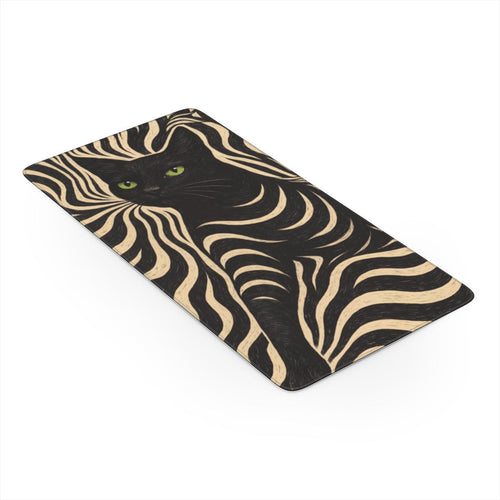 Black Cat Linocut Art Desk Mat | Bold Graphic | Sumi Studio