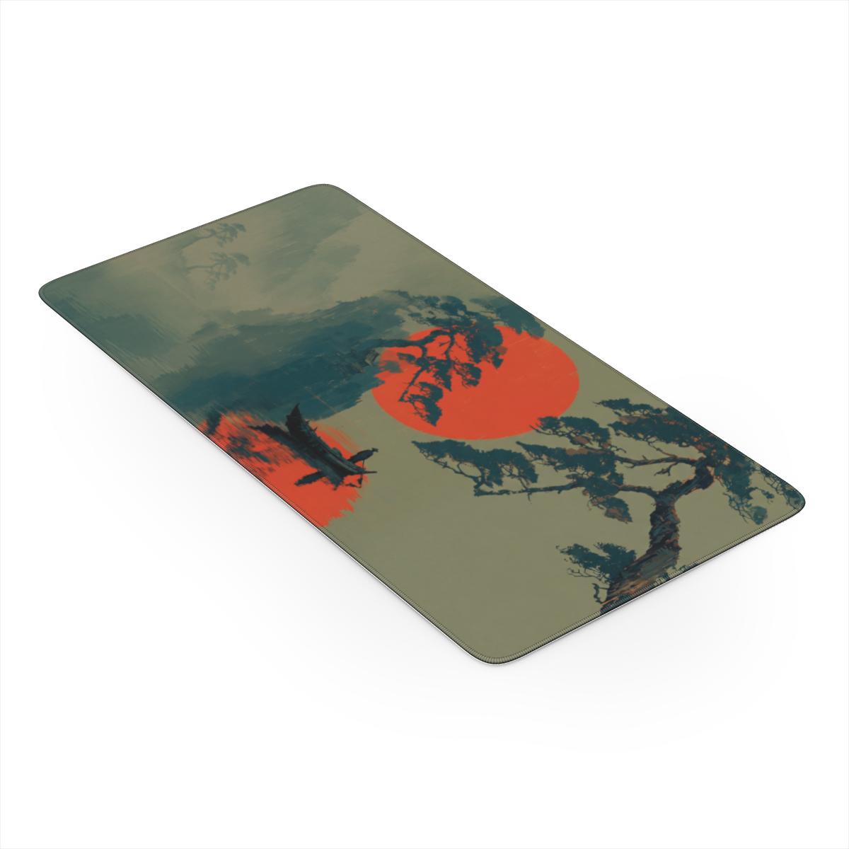 Japanese Red Sun Boatman Sunset Desk Mat | Sumi Studio