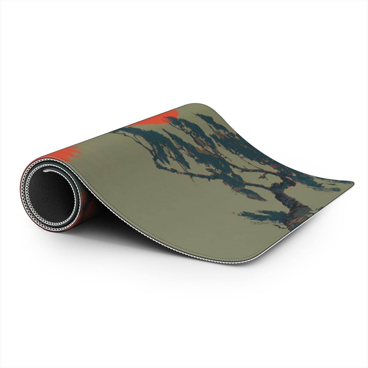 Japanese Red Sun Boatman Sunset Desk Mat | Sumi Studio
