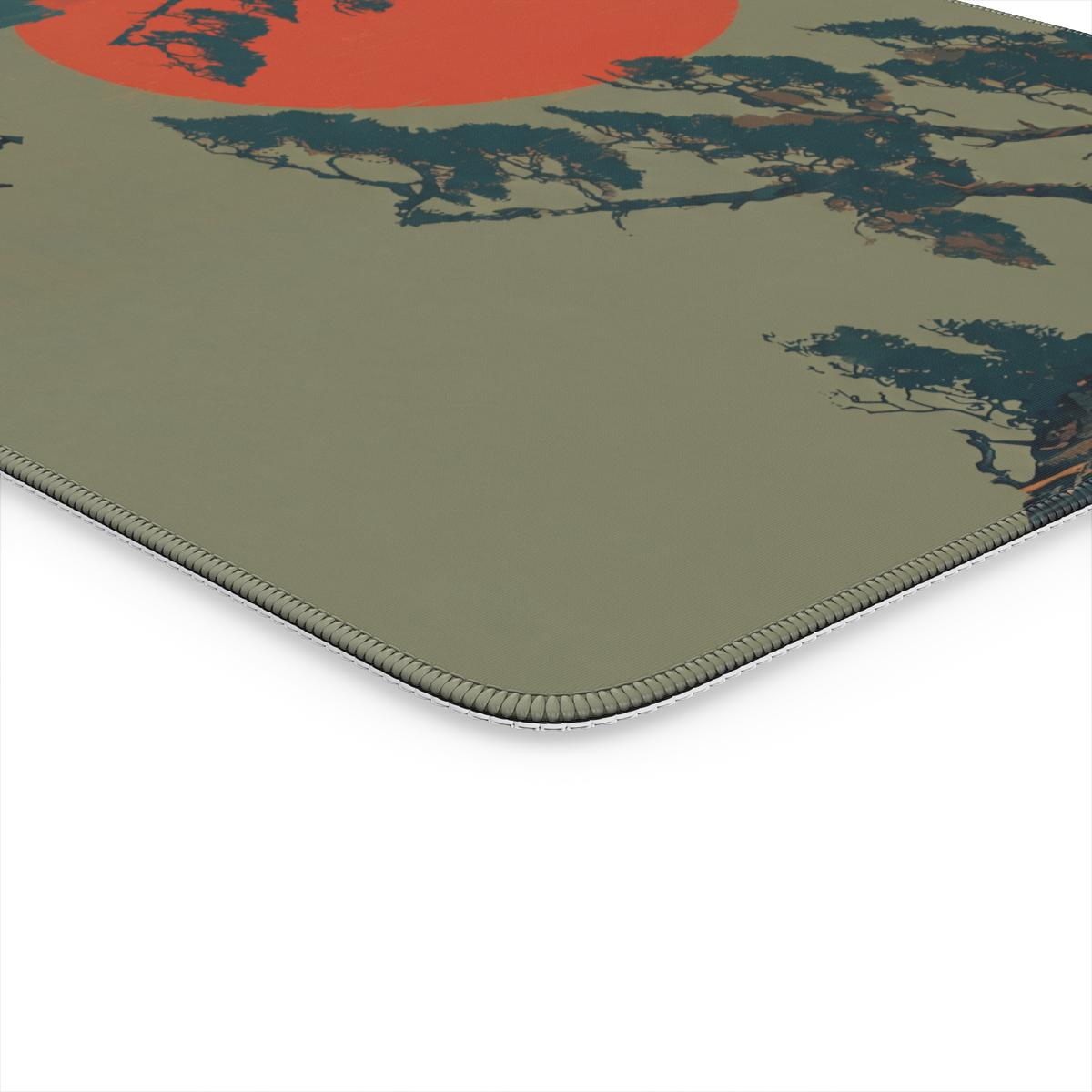Japanese Red Sun Boatman Sunset Desk Mat | Sumi Studio