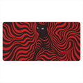 Psychedelic Red Black Cat Art Desk Mat | Bold | Sumi Studio