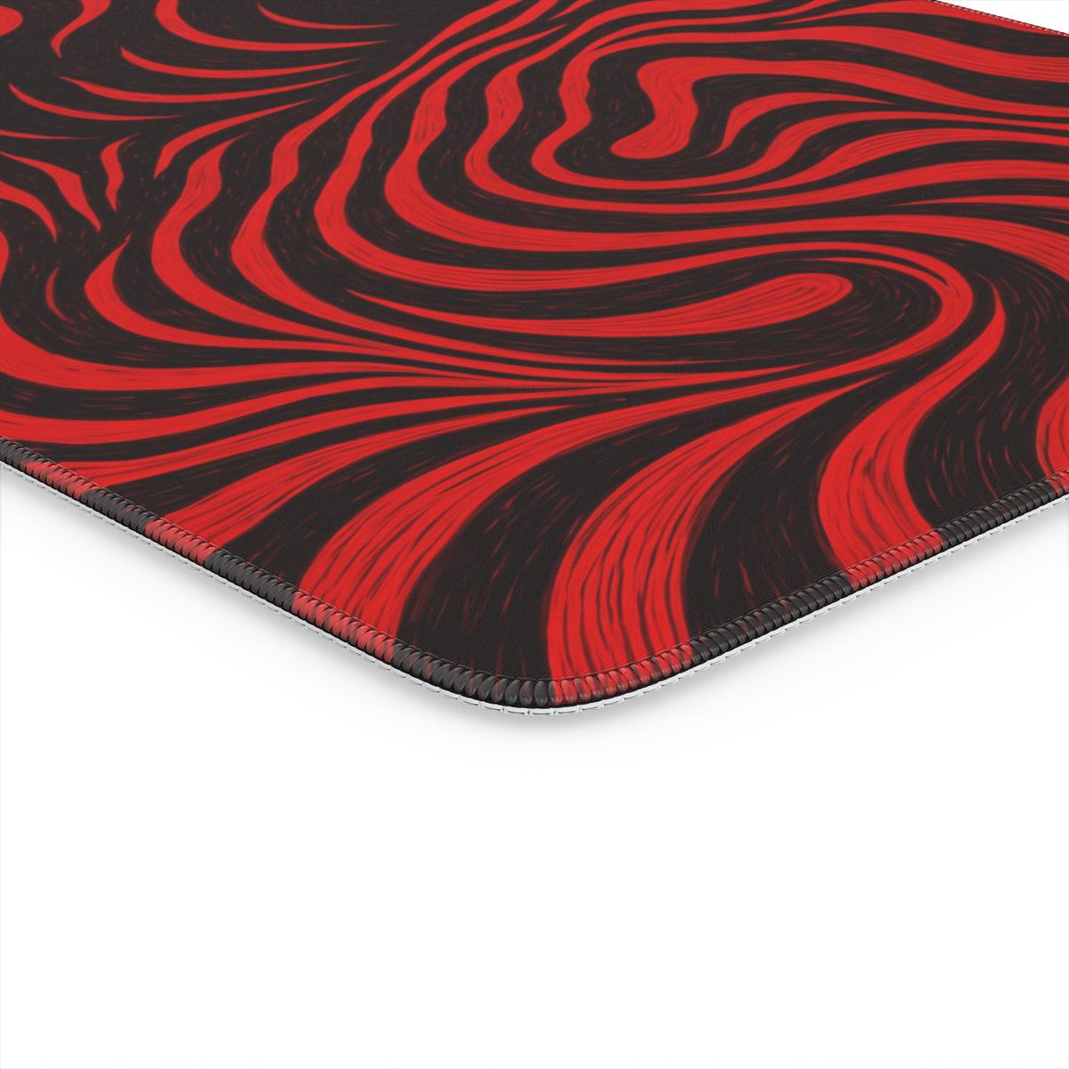 Psychedelic Red Black Cat Art Desk Mat | Bold | Sumi Studio