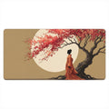 Kimono Woman Cherry Blossom Moon Desk Mat | Sumi Studio