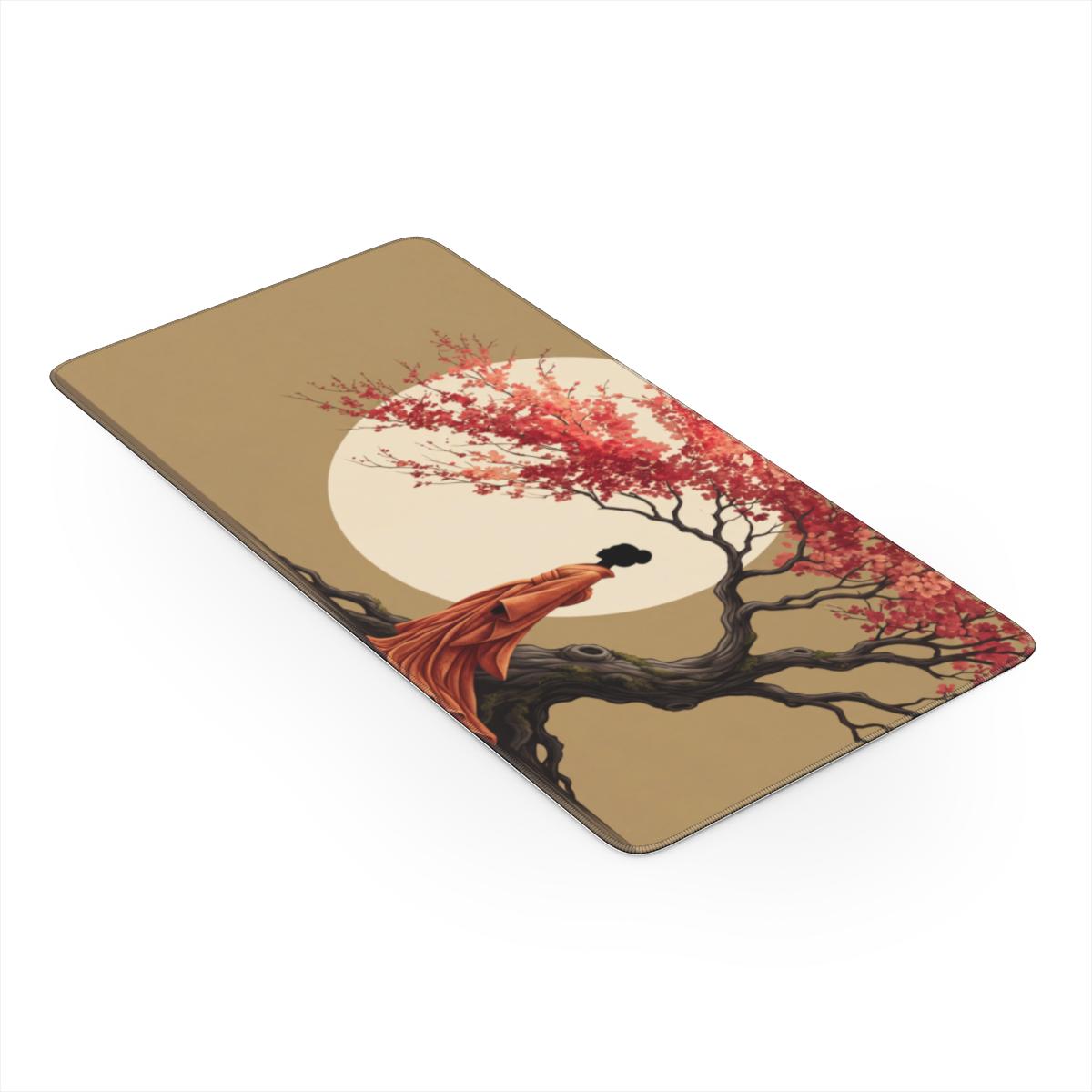 Kimono Woman Cherry Blossom Moon Desk Mat | Sumi Studio