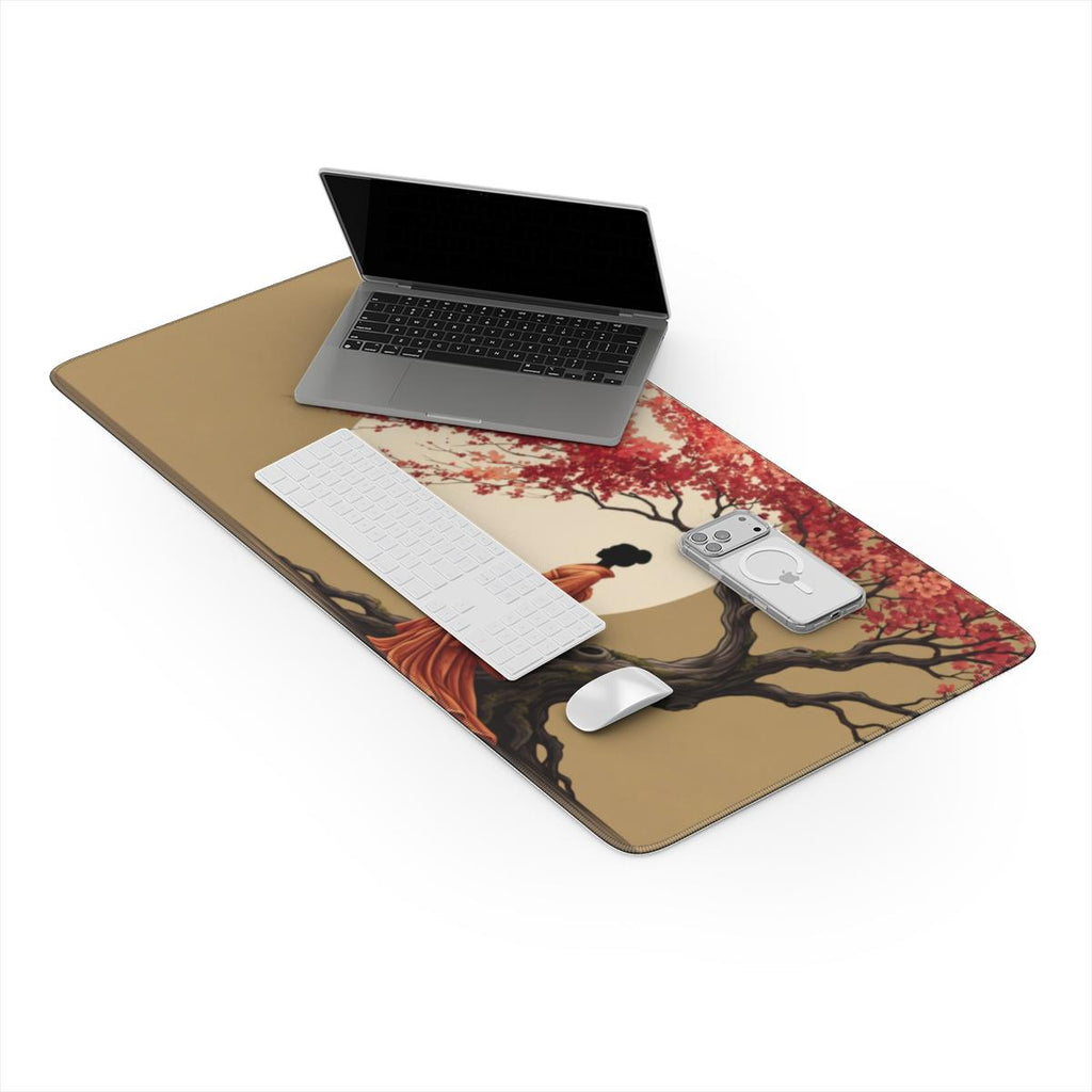 Kimono Woman Cherry Blossom Moon Desk Mat | Sumi Studio