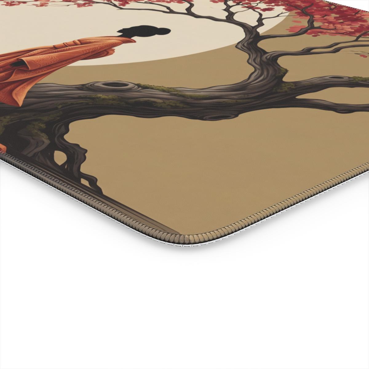 Kimono Woman Cherry Blossom Moon Desk Mat | Sumi Studio