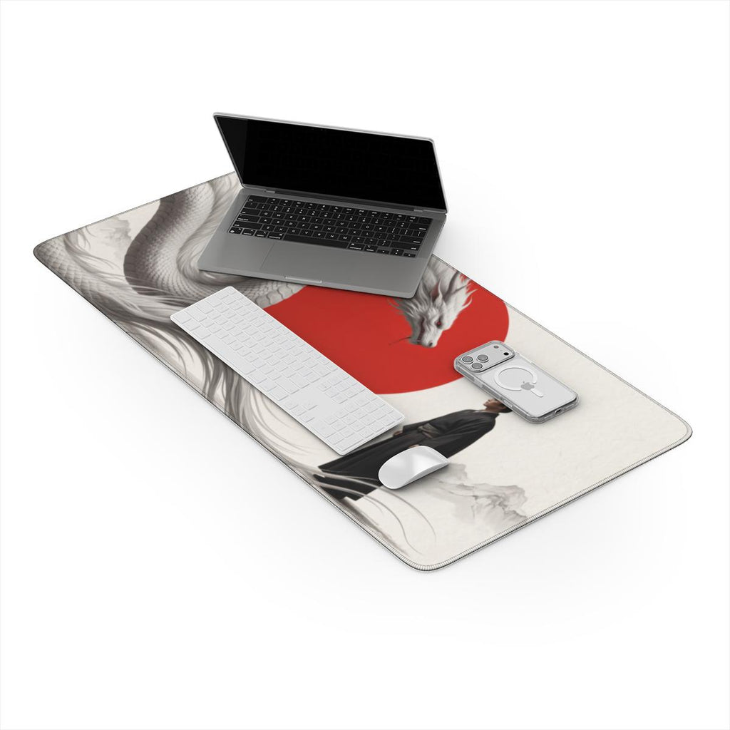 White Dragon Red Sun Japanese Desk Mat | Sumi Studio