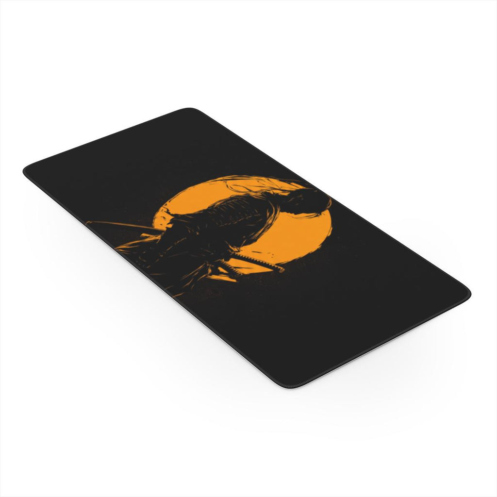 Samurai Silhouette Moon Desk Mat | Bold Art | Sumi Studio