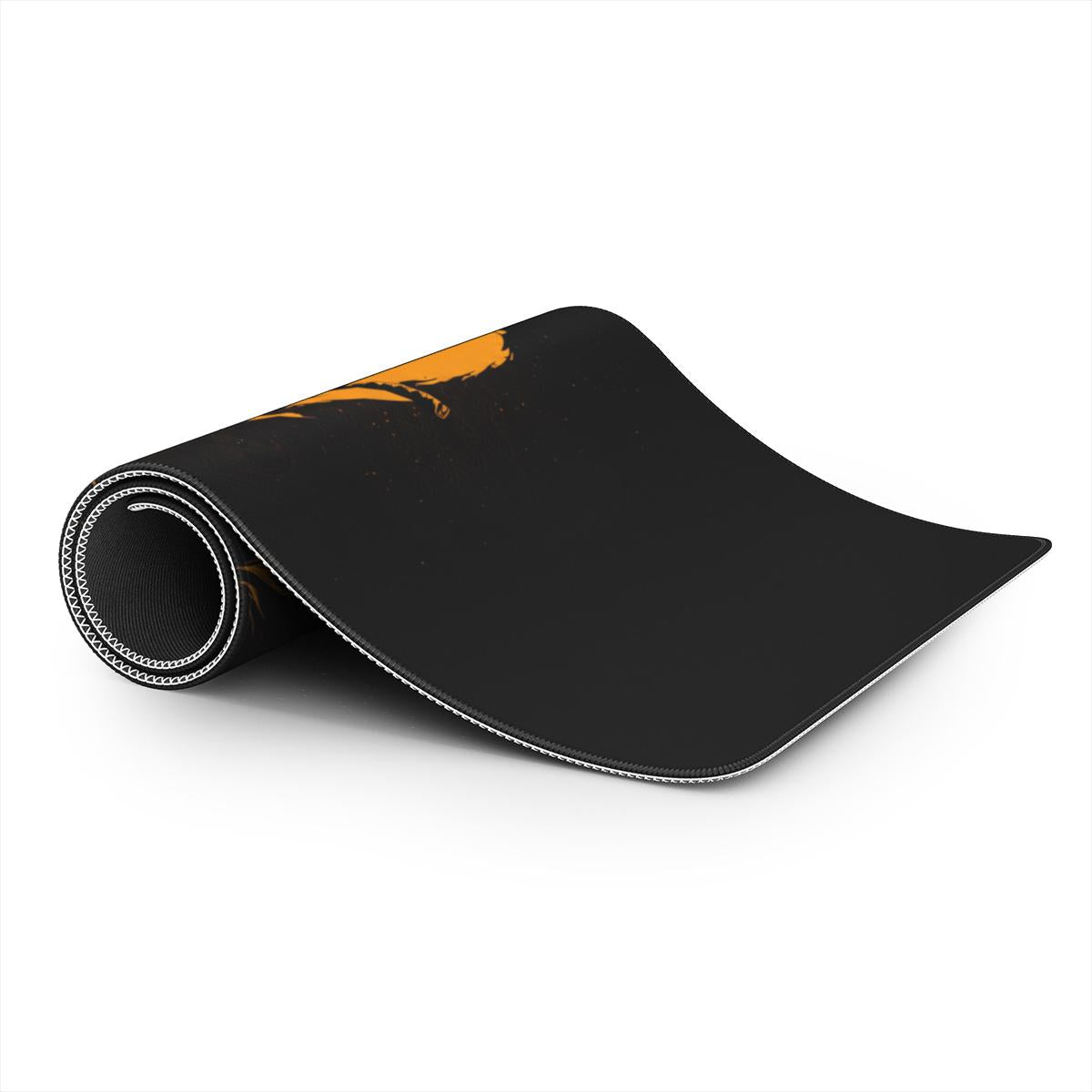 Samurai Silhouette Moon Desk Mat | Bold Art | Sumi Studio