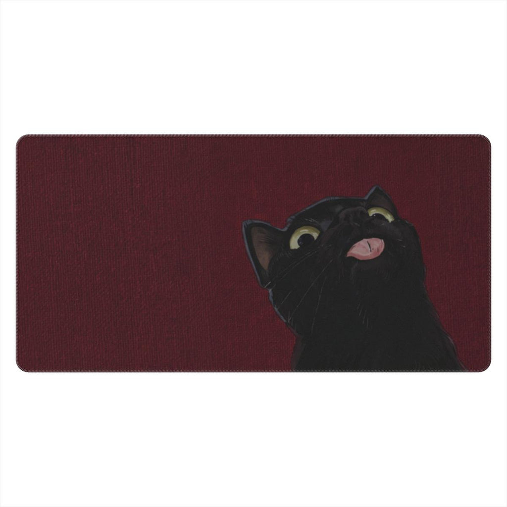 Funny Black Cat Blep Desk Mat | Minimalist | Sumi Studio