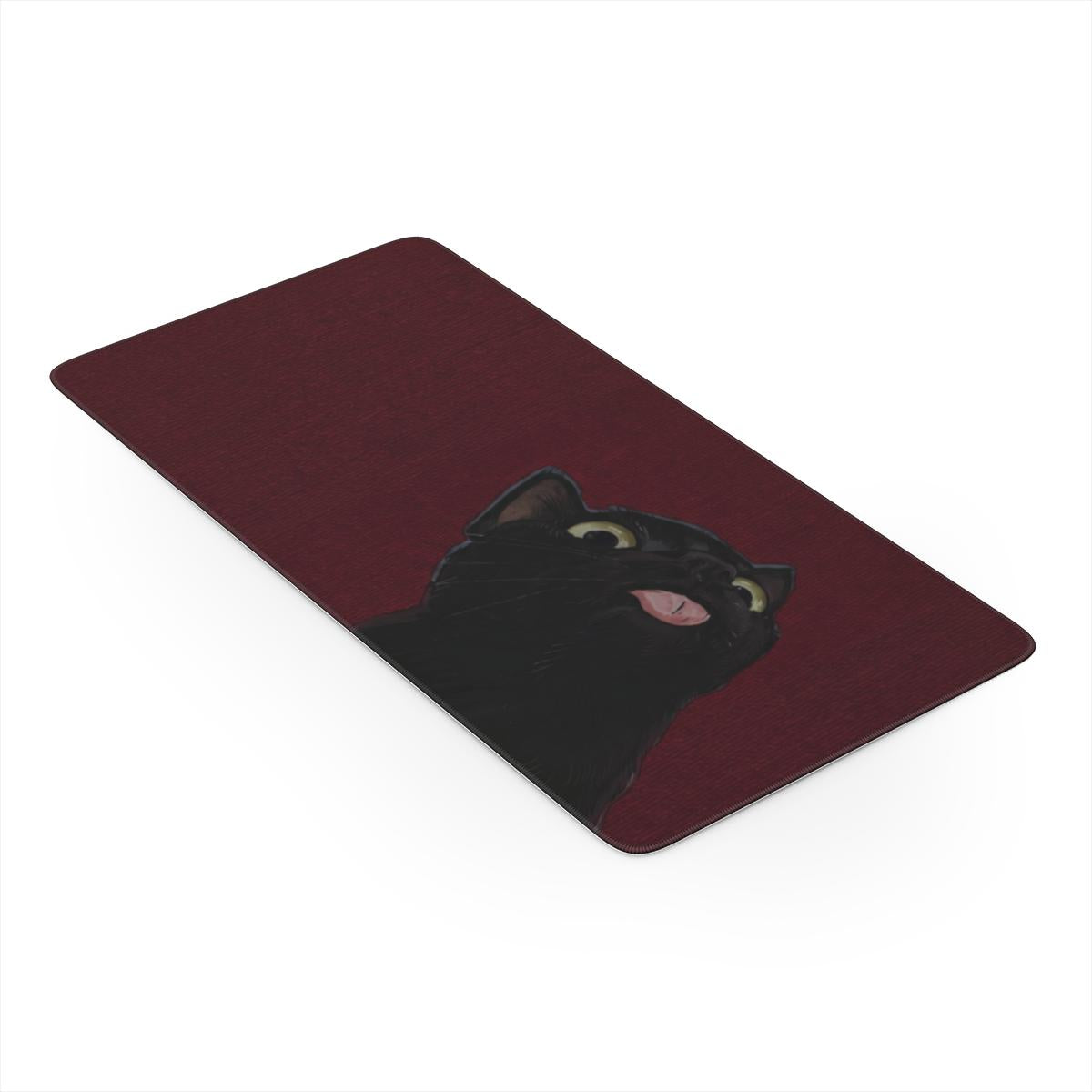 Funny Black Cat Blep Desk Mat | Minimalist | Sumi Studio