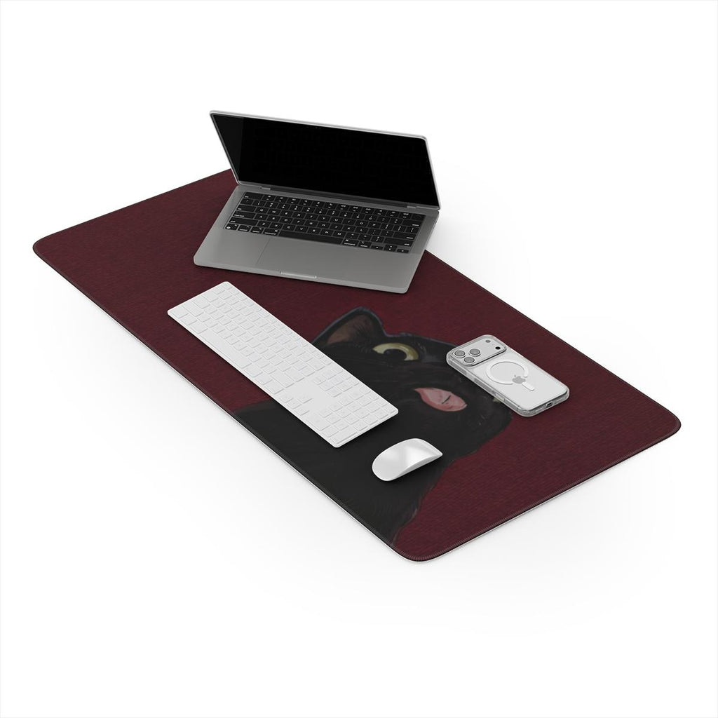 Funny Black Cat Blep Desk Mat | Minimalist | Sumi Studio
