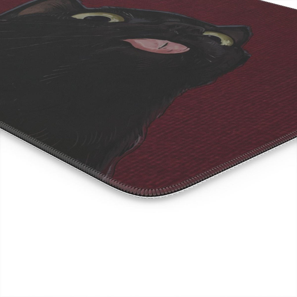 Funny Black Cat Blep Desk Mat | Minimalist | Sumi Studio