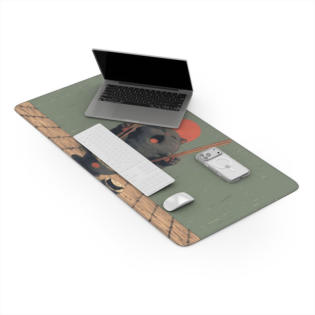 Funny Ramen Cat Japanese Desk Mat | Cute Art | Sumi Studio