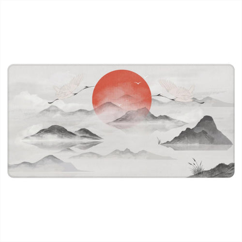 Crane Song — Japanese Ink-Wash Crane Desk Mat