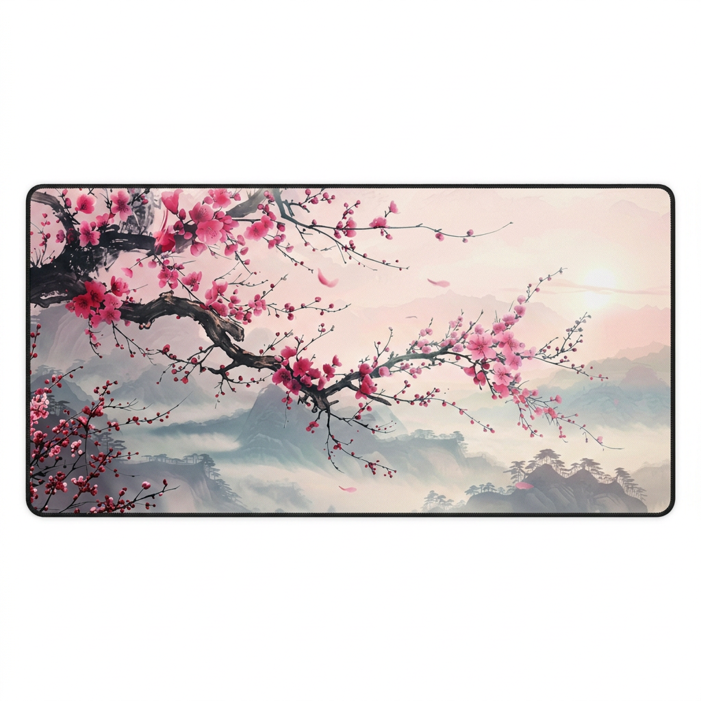 First Light — Japanese Cherry Blossom Desk Mat