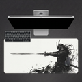 Ink & Steel — Black & White Samurai Desk Mat