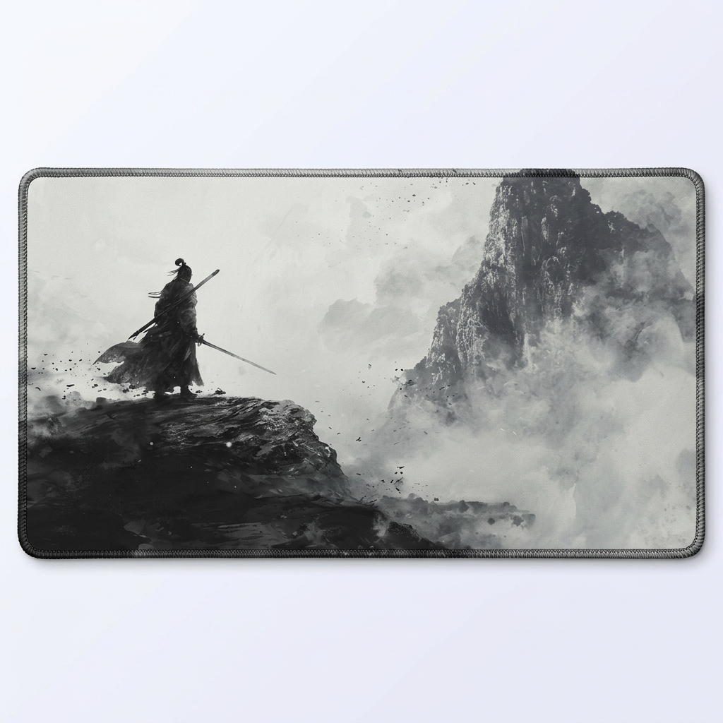 Unmoved — Japanese Samurai Ink-Wash Desk Mat